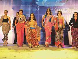 Students of Canadian Institute for International Studies present a fashion show during the founders day celebrations of the institute in Mohali on Monday.