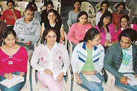 Harleen Sabharwal (second from left) during a workshop at the NIIFT in Mohali on Monday.