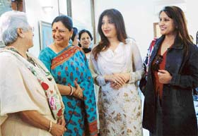 PARTY TIME: Salochana Ahuja with Asha Hooda, Sonia Ahuja and Priyanka Khosla