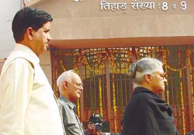 Delhi Chief Minister Sheila Dikshit along with Principal Secretary, Home, Narayanswamy and R.P. Singh, DG Prisons, at the inauguration of Jail No. 9 in Tihar Central Jail in the Capital