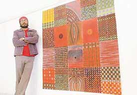 Sanjeev Kumar with his painting at Gallery Jodh