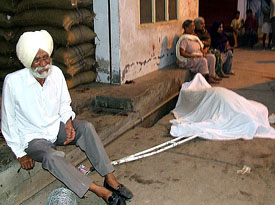 Madan Singh, father of Pushpa Devi, mourns the death of his daughter and son-in-law in Bathinda on Tuesday