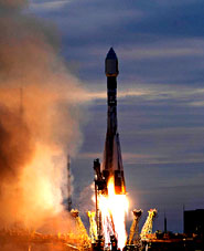 The Soyuz FG-Fregat vehicle carrying Venus Express, the European Space Agencys first probe to Venus, lifts off from a launch complex in Baikonur, Kazakhstan, on Wednesday