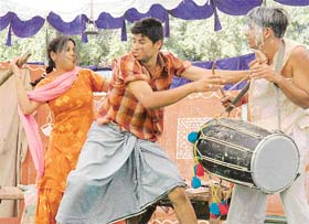 Participants stage a play, Naya Savera, during the Zonal Youth Festival of Kurukshetra University being held at Government College, Panchkula