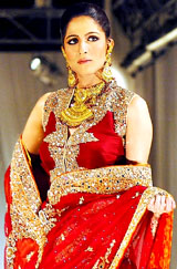 A model presents a creation at the opening of Wedding Asia 2005 in Karachi on Saturday