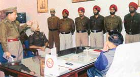 The awarded policemen being introduced to the DIG, Ludhiana