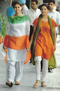 These girls beat the nip in the November air with the warmth that comes with wearing the Tricolour