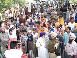 Irate residents of Giganwal village block the busy Hoshiarpur- Tanda highway on Saturday.