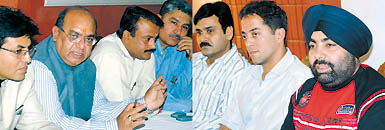Mr Shiv Dyal Chugh, District President, BJP, addressing a press conference in Jalandhar on Monday