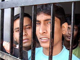 Juvenile jail inmates behind bars on Children's Day in Faridkot.