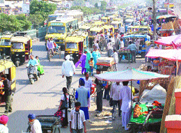 A scene of traffic chaos and encroachment due to haphazard parking outside the newly-built bus terminal