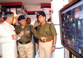 Delhi Lt. Governor B. L. Joshi along with Police Commissioner K.K.Paul at the Delhi Traffic Police Pavilion at the India International Trade Fair in the Capital.