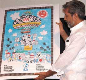 Film director Prakash Jha unveiling the poster of the 36th International Film Festival of India in the Capital