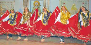 Students perform a dance during the Kurukeshtra University inter-zonal youth festival in Ambala on Thursday