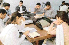 Students slogging it out in the Panjab University library on Friday