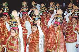 Participants in a procession organised by Prajapita Bramhkumaris Vishwa Vidyalaya. in Chandigarh on Saturday.