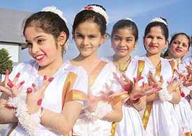 Children at the annual prize distribution function of Shivalik Public School, Mohali, on Saturday. 