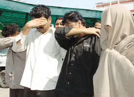 Umesh Batra, Goldy Singh, Ramesh Sharma and Sunita arrested by the Delhi Police Crime Branch for a conspiracy to abduct a 16-year-old student of DPS Vasant Kunj in the Capital on Saturday. 