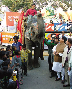 Schoolchildren enjoying themselves at Appu Ghar in the Capital on Saturday