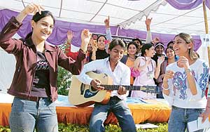 A dance in progress during Minerva 2005 at the Rayat Institute of Engineering and Information Technology at Rail Majra on Saturday.