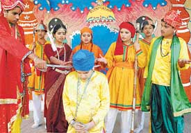 Students present a play at Natyotsav-2005 at the Government College for Girls, Sector 11, Chandigarh