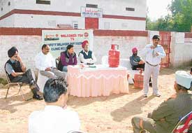 Officials of the Indian Oil Corporation conduct an awareness clinic in Chandigarh on Sunday