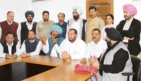 Congress leaders address a press conference in Ludhiana on Tuesday