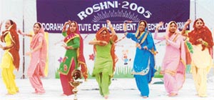 Girls perform giddha at a function organised at Doraha Institute of Management and Technology, Doraha