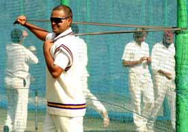 Dinesh Mongia during a practice session at the PCA Stadium in Mohali on Tuesday