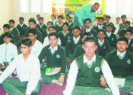 Students participate in the theatre workshop organised by NGO Sankalp
