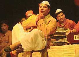 Hindi play Gadhe ki Baraat being staged at the Tagore Theatre in Chandigarh on Wednesday. 