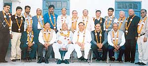 The newly elected office-bearers and managing committee members of the Ludhiana Dharamshala in Ludhiana on Wednesday