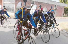 Indian probables for the forthcoming Asian Cycling Championship to be held in Ludhiana from December 11 to 18 going back after practice