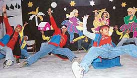 Students perform a dance at the annual function held at Government Model Senior Secondary School, Sector 46, in Chandigarh on Friday. 