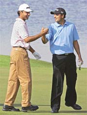 Jyoti Randhawa (left) and Arjun Atwal made their presence felt on their debut in the World Cup. 