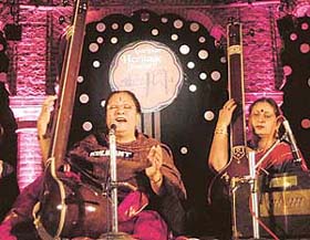 Vocalist Parveen Sultana performs at Khalsa College during the third Heritage Festival in Amritsar