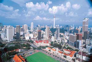 A mix of skyscrapers and ancient buildings dot Kuala Lumpurs skyline