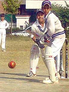 Mayank Sood of MCA plays a shot in under-12 cricket tournament in Mohali