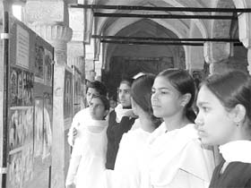 PAST FORWARD: Visitors at an exhibition held recently at Ferozeshah Palace, Hisar, as part of the World Heritage Week