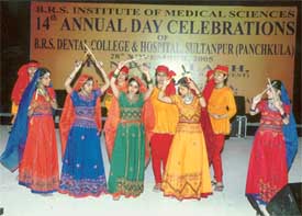 Students at the annual day celebrations of BRS Dental College in Panchkula on Monday