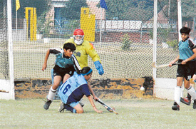 A match of the CBSE Schools National Hockey Tournament in progress 