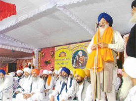 SGPC chief Avtar Singh addresses the gurmat samagam on its concluding day