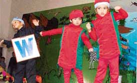 Tiny tots of Sat Paul Mittal School present a cultural function in Ludhiana on Monday
