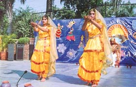 Students of Valley Public School, Mansa Devi Complex, present a cultural show as part of annual academic day celebrations