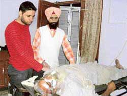 One of the victims of a road accident near Latala village being treated at a private hospital in Ahmedgarh on Tuesday
