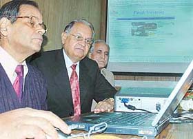 Prof K.N. Pathak, Vice-Chancellor of Panjab University, launches an updated website of PU