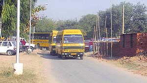 Construction work in progress outside YPS, Mohali, which leads to traffic jams frequently.