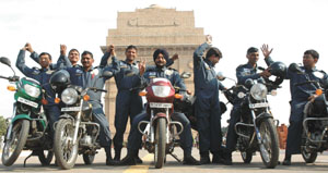 A team of doctors of Armed Forces Medical Services who were on an AIDS awareness rally Know AIDS For No AIDS pose at India Gate on World AIDS Day after travelling across the length and breadth of the country