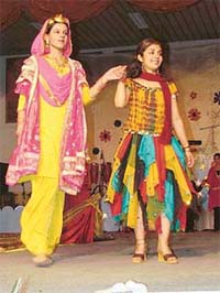 BCM students present a fashion show during Symphony 2005 held on the school premises in Ludhiana on Wednesday