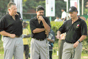 Ian Botham, Kapil Dev and Roger Binny were among the former players who featured in the first-ever World Cup of Golfing Cricketers at the Karnataka Golf Association ground in Bangalore. 